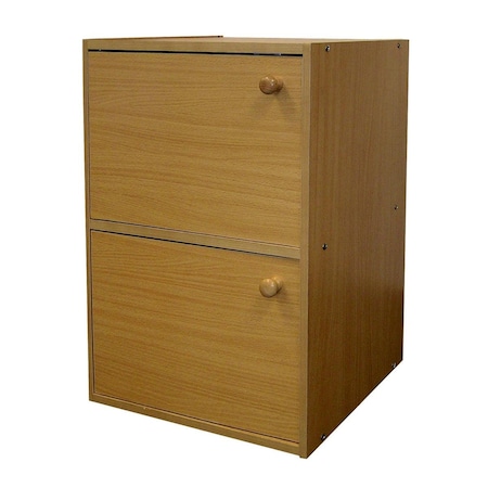 Homeroots Standard Natural Double Door Verticle Book Shelf 469072